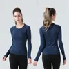 Luluemon Solid Color New Sports Top、Sports Longeeved Shirt Women's Summer Thin and Quick Drying Breseable Fitness Yoga Slim Fit Long Sleeved Shirt Lulu