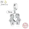 Loose Gemstones FC Jewelry Fit Original Pan Charms Bracelet 925 Sterling Silver Brother & Sister Love Forever Bead For Making Berloque 2024