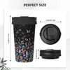 Water Bottles Colorful Butterfly 17oz Insulated Coffee Mug With Flip Lid Handle Stainless Steel Travel Tumbler Spill Proof