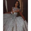 Superbe robe de mariée en cristal exquise, robe de bal sur mesure, luxe, perles, paillettes, dentelle, robes de mariée d'église, 2024