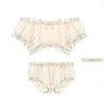 Women's Sleepwear Women Sheer Stars Ultra-thin Gauze Ruffles Off Shoulder Sleeve Tops Shorts Leg Ring Underwear Set Temptation Sexy Pajamas