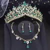 Fermagli per capelli Royal Queen Set di corone da sposa Rosa strass Cristallo Abito da sposa Gioielli Diademi per feste Accessori floreali