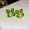 Stud Earrings Sweet Pearl Bee Dripping Oil Flower For Women Light Luxury Premium Party Jewelry