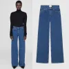 24ss AB Annie Bing Nouveau Niche Designer Coton Jeans Taille Haute Stretch Noir Gris Lavé Zipper Jeans Femmes Polyvalent Ajustement Serré Petite Jambe Pantalon Droit