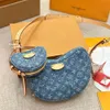 Borsa in denim firmata 7A Borsa da donna sotto le ascelle 1v ricamo jacquard bolso croissant Borsa 2 in 1 borse hobo moda donna pisello mini Borsa con scatola