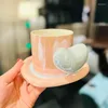 Kupalar Tatil Hediye Kalp Bardağı Kahve Soser ve Kaşık Seramik Yemekleri ile Kawaii Cups Kahvaltı Su Kızlar için