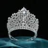 الفاخرة الكريستال ملكة كبيرة تاج تيرا راينستون الزفاف Tiaras للنساء مسابقة PROM CROWTS HIRGESISIONS BRIDAL Association المجوهرات CL3323