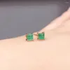 Stud Earrings Small 18K Gold For Daily Wear 3mm Natural Emerald Real