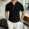 Erkek sıradan gömlekler 2024 Erkekler Gömlek Düz Renk Kuru Kısa Kollu Kore tarzı Sokak Giysisi Dinli Boş Zaman Giysileri S-5XL Incerun