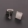 Stud Earrings Square Full Zircon Hip Hop Foreign Trade Fashion Micro-set