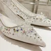 Top Quality Crystals glitter pumps stiletto Heels Bridal shoes Slip-On women's flat shoes Luxurys Designers Dress shoe ladies Evening heeled Size 35-43 With box