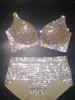 Bikini da bagno da bagno femminile 2024 Crystal di lusso Donne che faceva costume da bagno Rhinestone Diamond Swimsuit High Waist Push Up Bling Stones Biquini