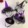 Accessoires pour cheveux Halloween bandeau dentelle chapeau de sorcière forme cerceau pour filles personnalité brillant chapeaux mascarade fête