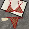 Seksi Üçgen Bikinis Kadın Mayo Tül Dantelli İç Çamaşır Mektupları İşlemeli Zincir Yular Split Mysuits Plaj Sutyaları Kravat Kadın Mayo Takım