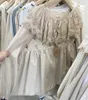 Blusas de Mujer Dulce Cuello de Solapa Grande Camisa Ancha Suelta de algodón Hueco con Cordones Mori Girl Bordado Floral muñeca Mujer Tops Casuales Lolita