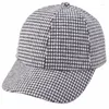 Bola bonés clássico masculino houndstooth boné retro beisebol branco preto xadrez chapéus para mulheres