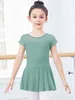 Scene Wear Children Ballet Dance Training Clothing Short Sleeve Mesh Backless Kids Girls Professional Gymnastics Leotard Ballerina Costume