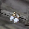 Серьги-гвоздики с нерегулярным жемчугом в стиле барокко для женщин, простые натуральные маленькие серьги-гвоздики для ушей, блестящие кристаллы циркона, корейские модные украшения
