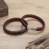 Bracelets de charme Vintage délicat tissé à la main Faux cuir Bracelet hommes mode métal boucle magnétique décontracté bijoux de fête