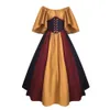 Medieval Women Dress Vintage Flying Sleeve Patchwork Evening Dress Carnival Party Cosplay Clothing Lady Corset Dress 240220