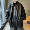 Vintage PU skórzana kurtka kobiety Women Street Tech Motorcycle Motorcycle Solid Kolor Płaszcze Bf Punk Loose Casual Bomber Owezyjna odzież 240223