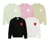 Nova marca de moda 23ss Paris Sweater Mens Designer Camisas de malha Long Amis Manga Francês Bordado Coração Padrão Redondo Pescoço Malhas Homens Mulheres