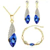 Necklace Earrings Set Crystal Rhinestones Earring Jewelry Women Multi Color Necklac Wedding Accessories Bride