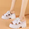 Sandalen 2024 Plattform Pumpen Schuhe Frauen Echtes Leder Keile High Heel Gladiator Weibliche Offene spitze Mode Turnschuhe Casual