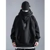 Men Hoodies Dark Gray Long Sleeve Hooded Hip Hop Punk Loose Hoodie Casual Sweatshirt Spring Autumn Pullover 240220