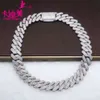 12Mm Sier Necklace Hiphop 3 Rows White Moissanite Iced Out Cuban Link Chain Men Gifts