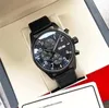 U1 Top AAA Luxury 43mm Pilot Watch Mechanical Automatic Day/Date Full Luminous Domed Leather Strap Black Dial Hands Designer Military Wristwatch 754