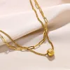 Fashion Multi layered Rotatable Ball Shaped 14k Yellow Gold Necklace Pendant For Women Curb chain Choker Necklace Christmas Gift