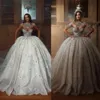 Superbe robe de mariée en cristal exquise, robe de bal sur mesure, luxe, perles, paillettes, dentelle, robes de mariée d'église, 2024