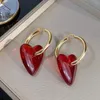 Dangle Earrings Freetry Fashion Red Green Acrylic Heart Hoop For Women Elegant Gold Color Big Circle Hanging Brincos Bijoux