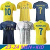 23 24 Al Nassr FC Soccer Jerseys Ronaldo 2023 2024 Accueil jaune loin CR7 Gonzalo Mane Martinez Talisca femmes FANS version joueur hommes enfants kit Football Shiirt Al-Nassr