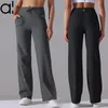 AL Yoga Pants Scholar Pantalon de survêtement à jambe droite pour femme qui évacue la transpiration, ample, jambe large, pantalon de sport sur toute la longueur, streetwear décontracté, jogging de ville avec poches à cordon de serrage