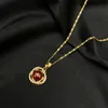 Collana orecchini set MANDI pietra rossa naturale in due pezzi placcato oro 18 carati gioielli intarsiati con strass non sbiaditi per le donne