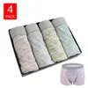 Cuecas 4-pack Modal Men's Underwear Macio Elástico Solto Comfortble Boxer Homens Masculino Boxers Caixa de Presente Embalagem 1018