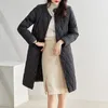 Damen-Trenchcoats, Winter, koreanische Mode, Baumwollmantel, Rundhalsausschnitt, lange Ärmel, Innenfutter, mittlere Länge, leichtes und schlankes Kleid für Damen