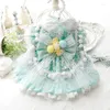 Dog Apparel Lolita Green Skirt Clothes Dress Candy Handwork Dogs Clothing Fashion Kawaii Small Pet Costume Spring Summer Ropa Para Perro