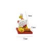 Cute Lucky Cat Solar Powere Wealth Waving Hand Fortune Welcome Long Tail Sculpture Statue Decoration Car Ornament 240220