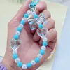 Schlüsselanhänger Charme transparente Schleife Perle Liebe Herz Handykette Lanyard für Frauen Handgelenk Anti-verlorene Handy-Anhänger Ewelry Zubehör