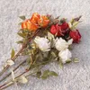 Decoratieve bloemen enkele tak 2-tandige herfst gekrulde roos bloem Valentijnsdag bruiloft huishoudelijke stengels voor vaas