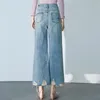 Jeans pour femmes Pantalons bleus pour femmes et capris recadrés taille haute S pantalons tuyaux brodés avec poches pantalon femme vintage unique