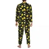 Nachtkleding voor heren Geel Citroen Pyjama Set Lente Helder Fruit Print Heerlijk slapen Heren 2-delig Retro oversized ontwerp Nachtkleding aanwezig