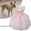 Abbigliamento per cani Abito da sposa per animali domestici grazioso Nastro di chiusura in organza Pizzo traspirante Principessa Abiti senza maniche Decorativi