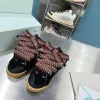 Mesh Curb Woven Casual Shoes präglade läder män kvinnor plattform ensam vit elfenben röd blek svart blå rosa gröna multi sko designer skor