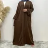 Vêtements ethniques Arabe Turquie Musulman Cardigan Dubaï Abayas Femmes Robes longues avec ceintures pour élégant couleur unie perles Kaftan