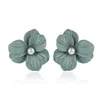 Boucles d'oreilles mode grande fleur rose bleu gris pour femmes filles Imitation perle Bijoux Bijoux cadeau élégant