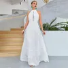 Etniska kläder 2024 Summer Halter White Lace Hollow Out Long Maxi Dress Women Sleeveless Evening Prom Ball Gown Elegant Party Dresses Robe